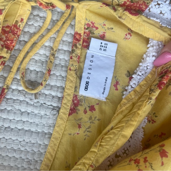 ASOS DESIGN lace insert mini smock dress in floral print size 8 - Picture 5 of 12